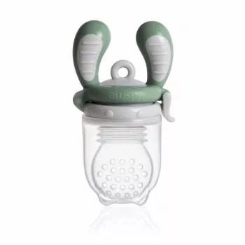 Kidsme Food Feeder Large szürke – bébi gyümölcs- és zöldségrágó, 6 hónapos kortól, szilikon tasak, BPA-mentes