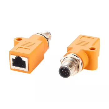 EXSYS M12 A-kódolt 8 pólusú dugó – RJ45 aljzat árnyékolt adapter, IP67, Gigabit, PoE EX-49500