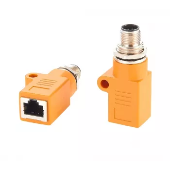 EXSYS M12 A-kódolt 8 pólusú dugó – RJ45 aljzat árnyékolt adapter, IP67, Gigabit, PoE EX-49500