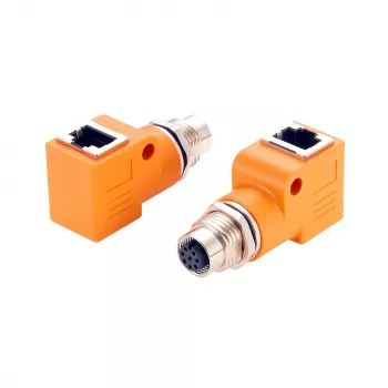EXSYS M12 A-kódolt 8 pólusú aljzat – RJ45 aljzat 90° adapter EX-49503