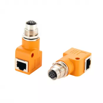 EXSYS M12 A-kódolt 8 pólusú aljzat – RJ45 aljzat 90° adapter EX-49503