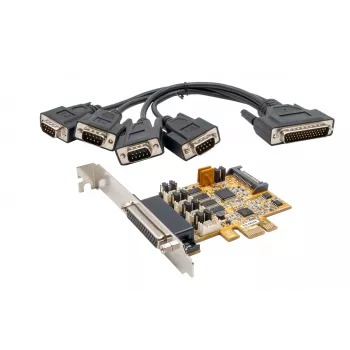 EXSYS EX-44354 4 portos PCIe RS-232 soros kártya Low Profile konzollal, FTDI chipkészlet