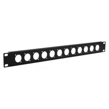 EXSYS EX-49298 19 inch 1U rack panel 12 D-típusú kivágással, fekete
