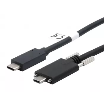 EXSYS USB-C USB-C 3.2 Gen 2x1 kábel rögzítőcsavarokkal, 2m, fekete EX-K1591V-2.0