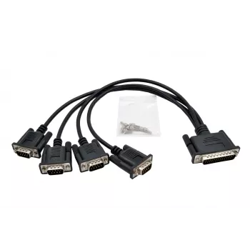 EXSYS EX-OPTC44-9-SM Octopus kábel 4 x 9 pólusú soros RS-232 breakout kábel, HD44 dugó 4x DB9 dugóra, 0,6m, fekete