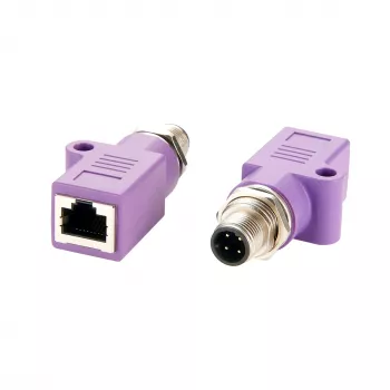 EXSYS EX-49520 M12 D-kód 4 pólusú dugó RJ45 aljzatra árnyékolt ipari Ethernet adapter