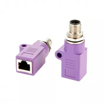 EXSYS EX-49520 M12 D-kód 4 pólusú dugó RJ45 aljzatra árnyékolt ipari Ethernet adapter