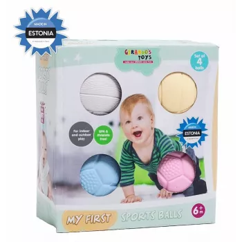 Gerardo's Toys GT7710 bébi masszázs- és szenzorikai labdakészlet, 4 darab, különböző textúrák és színek, 6 hónapos kortól