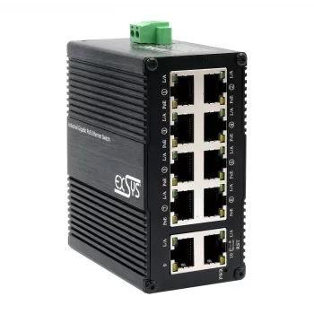 EXSYS Mini 10-portos ipari Gigabit PoE+ switch, web-kezelt (EX-62036MPOE)