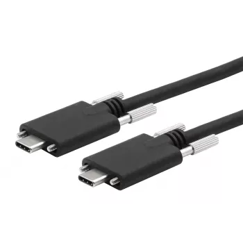 EXSYS USB 3.2 Gen 2x1 Type-C kábel rögzíthető recézett csavarokkal, 1,0m, fekete EX-K1592V-1.0