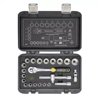C.K Tools átkapcsolható racsnis dugókulcs-készlet metrikus, 23 részes, 3/8 inch (T4661)