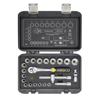 C.K Tools átkapcsolható racsnis dugókulcs-készlet metrikus, 23 részes, 3/8 inch (T4661)