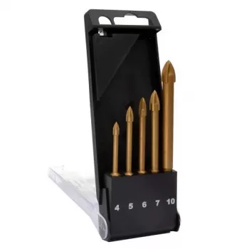 C.K Tools T3059 üveg fúrókészlet, 5 részes (4-10 mm), volfrámkarbid hegy, üveghez, csempéhez, kerámiához, porcelánhoz, tükörhöz