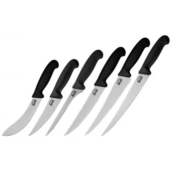 SAMURA SBU-0260 Butcher 6 részes késkészlet fenőacéllal és tekercstáskával