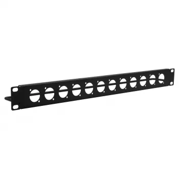 EXSYS EX-49299 19 inch 1U rack panel 12 D-típusú kivágással és kábelmenedzsment sínnel