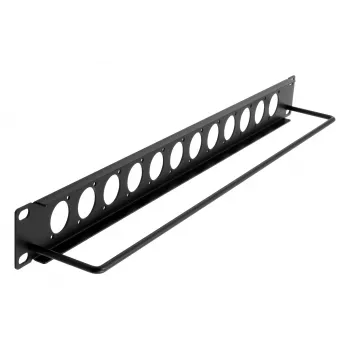 EXSYS EX-49299 19 inch 1U rack panel 12 D-típusú kivágással és kábelmenedzsment sínnel