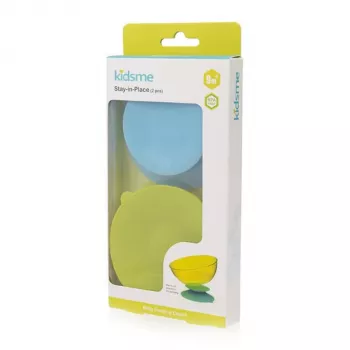 KIDSME Stay-in-Place tapadó étkezőalátét tartó tálakhoz, palackokhoz és poharakhoz, 2 darabos csomag, Sky & Lime