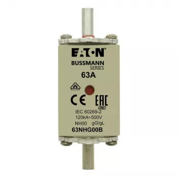 Eaton 63NHG00B NH-biztosítékbetét 63 A 500 V AC gG 00 méret mechanikus jelzővel (3 darabos csomag)