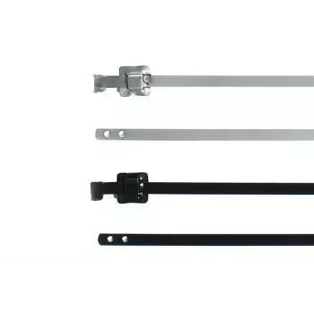 HellermannTyton MLT16SSC5 újrahasználható rozsdamentes acél kábelkötegelő poliészter bevonattal, fekete, 400mm x 12,7mm, 100 darabos csomag 111-91161