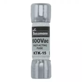 Eaton KTK-15 patronos biztosíték, 15 A, 600 V AC/DC, szupergyors, 10 mm x 38 mm, 10 darabos csomag