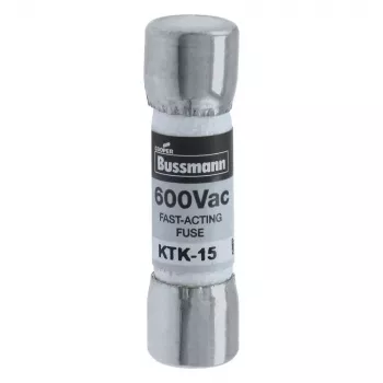 Eaton KTK-15 patronos biztosíték, 15 A, 600 V AC/DC, szupergyors, 10 mm x 38 mm, 10 darabos csomag