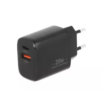 MOVANO GaN 20W USB-C PD + USB-A töltő (fekete)