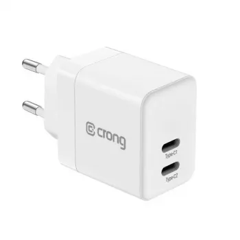 CRONG 35W Dual USB-C PD 3.0 PPS GaN fali töltő - fehér