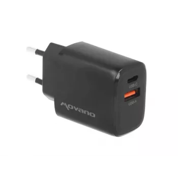 MOVANO GaN 30W USB-C PD + USB-A fali töltő (fekete)