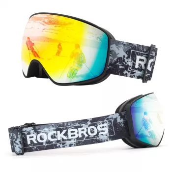 Rockbros SP284 gyerek síszemüveg párásodásmentes UV400 szürke lencse piros tükrös fekete