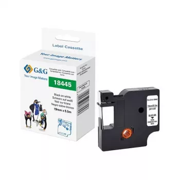 G&G Rhino 21680 kompatibilis címkézőszalag 19 mm fekete fehér alapon Dymo Rhino-hoz