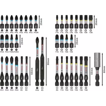 Bosch 2608521U79 34 részes fúró- és csavarozóbit-készlet mágneses univerzális tartóval, X-Line tok