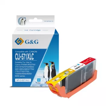 G&G High Yield cián tintapatron Canon CLI-571XLC / 0332C001 kompatibilis (13857)