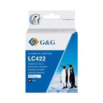 G&G kompatibilis Brother LC422BK fekete tintapatron (550 oldal) - 20580