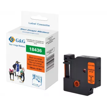 G&G RL-D-Vi-18436 vinil címkézőszalag 19mm x 5,5m narancssárga fekete nyomattal RL-D-Vi-18436-BK/OR-19MM*5.5M