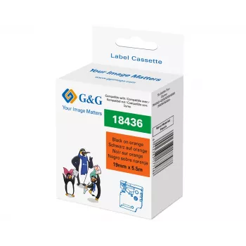 G&G RL-D-Vi-18436 vinil címkézőszalag 19mm x 5,5m narancssárga fekete nyomattal RL-D-Vi-18436-BK/OR-19MM*5.5M