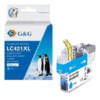 G&G kompatibilis Brother LC421XLC tintapatron nagy kapacitás cián (500 oldal)