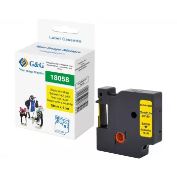 G&G poliolefin címkézőszalag sárga/fekete 19mm x 1,5m RL-D-Hs-18058-BK/YE-19MM*1.5M