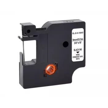G&G vinil címkézőszalag fehér 9 mm x 5,5 m fekete nyomtatás (RL-D-Vi-18443-BK/WT-9MM*5.5M)