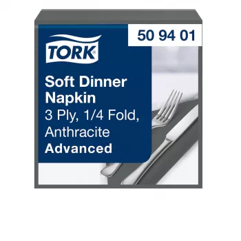 TORK Soft Dinner Advanced antracit 3 rétegű szalvéta 39 x 39,5 cm, 100 db (509401)