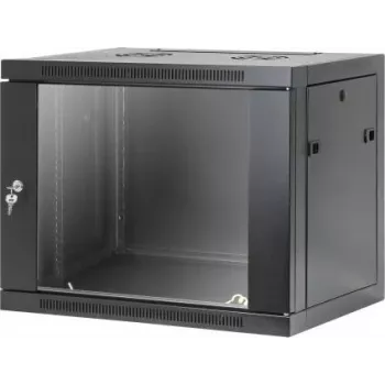 Intellinet 19 inch fali hálózati szekrény, szerszám nélküli szerelés, 9U, 450 mm mély, fekete RAL 9005 (716833)
