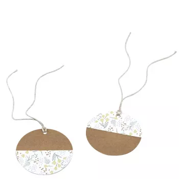 Artoz papír ajándékcímke barna fehér hangtag készlet Kraft kerek 6,5 cm 6 db (144500-255)