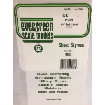 Evergreen Polystyrene Sheet 300 mm x 150 mm x 1.00 mm, 2-Pack, White 9040