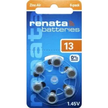 Renata ZA13.DP6 0HG cink-levegő hallókészülék-elem PR48, 1,4 V, 305 mAh, 6 darabos csomag