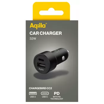 Aqiila CHARGEBIRD CC2 autós töltő fekete, 32 watt (AQCCCC2CBI403)