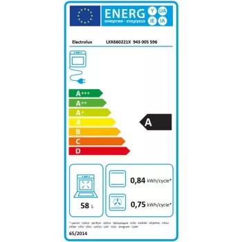 Electrolux LKK660221X szabadon álló gázfőzőlap elektromos sütővel, Anti-Fingerprint rozsdamentes acél, 60 cm