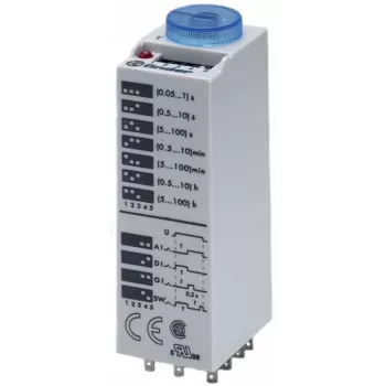 Finder 85.03.0.125.0000 többfunkciós időrelé, 1 CO 16A, 12-24V AC/DC, 0,05s-100h, DIN-sín