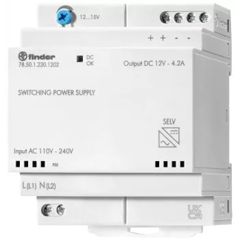 Finder 78.50.1.230.1202 DIN-sínes tápegység 12 V DC 4,6 A 50 W