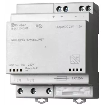Finder 78.36.1.230.2402 kapcsolóüzemű tápegység 36W 24V DC 1,5A DIN-sín