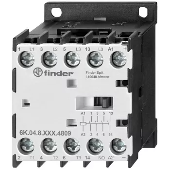 Finder mini ipari mágneskapcsoló 5,5kW 24V AC tekercs 4NO 12A (6K.04.8.024.4312)