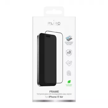 PURO edzett üveg kijelzővédő kerettel és szerelőkerettel Apple iPhone Air készülékhez, átlátszó (PUSDGFRAIPHONE1766)